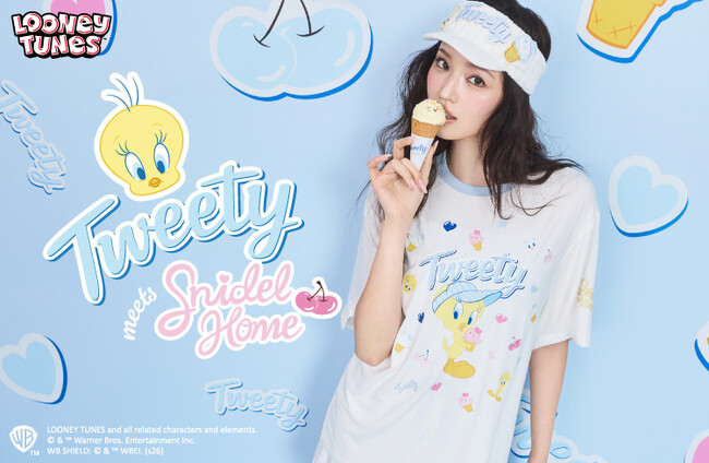 ＜SNIDEL HOME＞コラボレーション第4弾は「ひんやり×遊び心」夏仕様のトゥイーティーが日焼けデザインで新登場！＜5月14日(木)発売＞