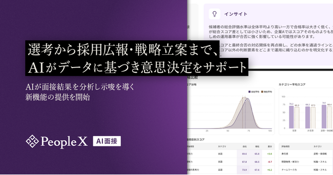 「PeopleX AI面接」、選考から採用広報・戦略立案まで、AIがデータに基づき意思決定をサポート