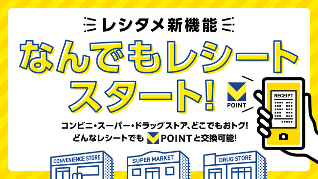 コンビニ・スーパー・ドラッグストアなどのレシート撮影でVポイントが貯まる「なんでもレシート」を5月11日より開始！