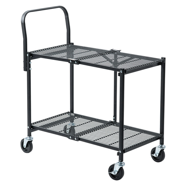 折りたためるのに耐荷重160kg!2段スチールラックワゴンを発売