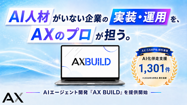 AI化支援実績1301件の株式会社AX、AI人材不足の会社へAIエージェント開発「AX BUILD」を提供開始