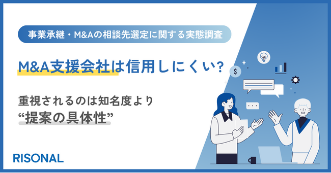 オーナー経営者の76.9%が、M&A支援会社に「信用しにくい」と感じた経験あり。相談先選びで重視されるのは知名度より“自社向け提案の具体性”