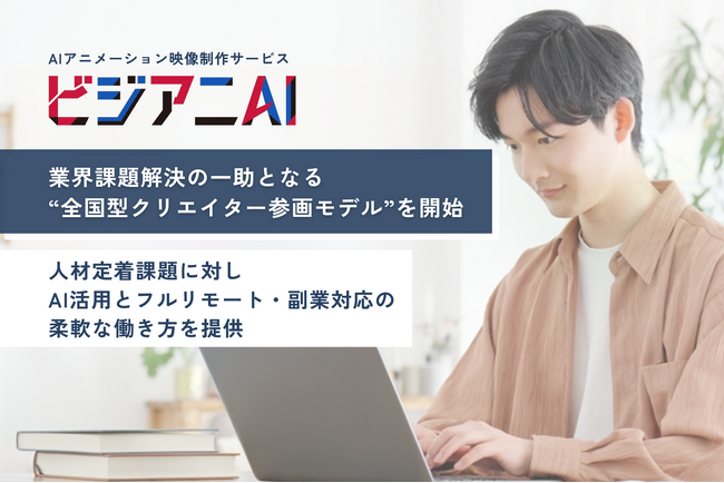 AIアニメーション映像制作サービス『ビジアニAI』、業界課題解決の一助となる“全国型クリエイター参画モデル”を開始