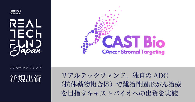 リアルテックファンド、独自のADC（抗体薬物複合体）で難治性固形がん治療を目指すキャストバイオへの出資を実施