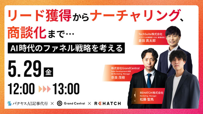TechSuite株式会社・株式会社Grand Centralと共催ウェビナーを開催──AI時代のファネル戦略をリード獲得から商談化まで一気通貫で解説