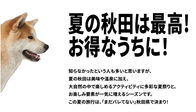得旅キャンペーン「まだバレてない秋田県。」大好評　高額商品が人気！クーポン利用は1週間で約70%！残りわずか！