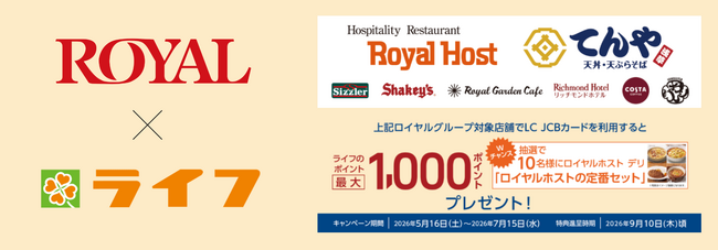 ロイヤルグループ×スーパー「ライフ」 コラボキャンペーン！対象店舗にて「LC JCBカード」利用でポイントがお得にたまる！最大1,000pt進呈！