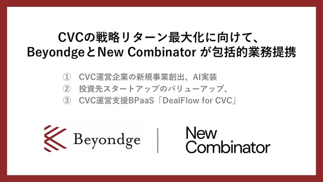 CVCの戦略リターン最大化に向けて、BeyondgeとNew Combinator が包括的業務提携
