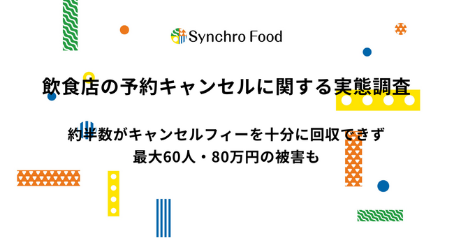 飲食店の予約キャンセルに関する実態調査結果を発表　約半数がキャンセルフィーを十分に回収できず、最大60人・80万円の被害も
