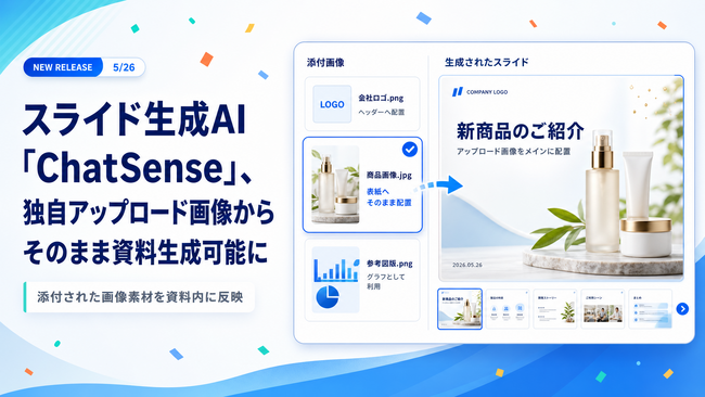 スライド生成AI「ChatSense」、独自アップロード画像からそのまま資料生成可能に