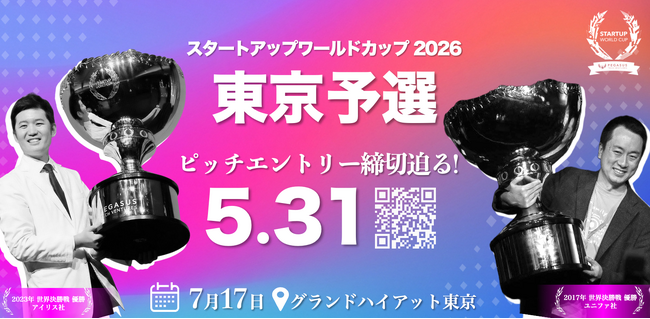 【スタートアップワールドカップ2026 東京予選】ピッチコンテストの応募締切5月31日に迫る！