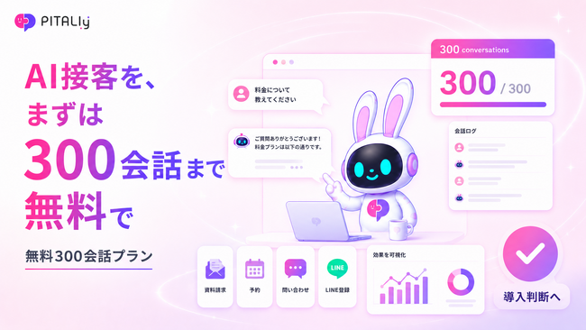 AI接客の効果は、資料ではなく会話ログで判断する。PITALIyが「300会話無料プラン」を開始
