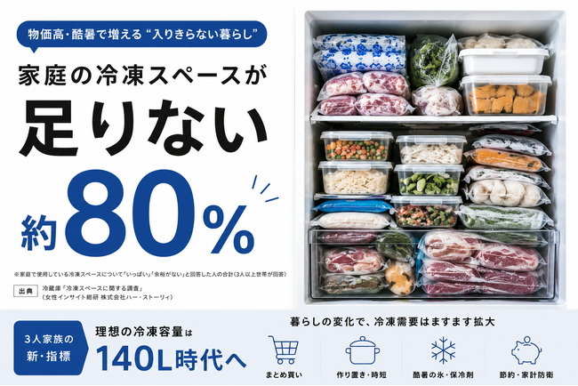 冷凍庫キャパオーバー。 二季化時代の冷凍容量「新・指標 約140L」