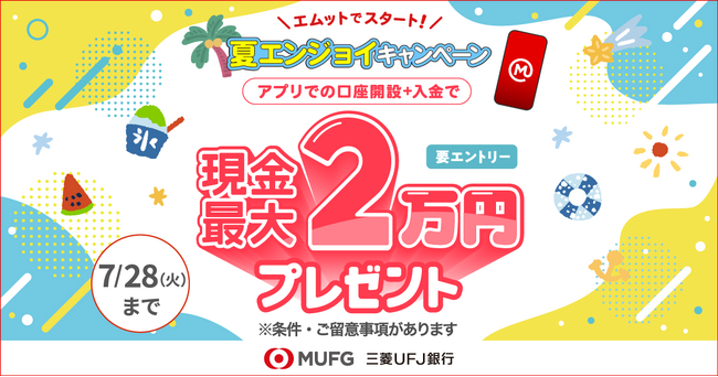 【三菱ＵＦＪ銀行】新生活に慣れた今こそおトクにお金の管理をスタート。現金最大2万円をプレゼントする口座開設キャンペーンを6月1日（月）から開始！