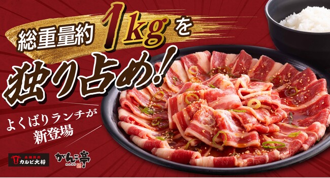 総重量約1kgを独り占め！おひとり様用 “欲張り焼肉ランチ”が新登場。もちろんご飯はお替り無料！
