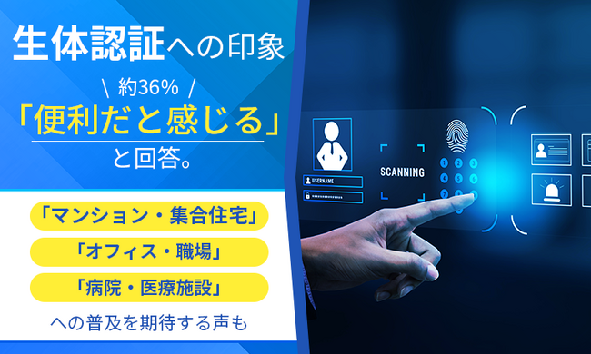 生体認証への印象、約36％「便利だと感じる」と回答。「マンション・集合住宅」「オフィス・職場」「病院・医療施設」への普及を期待する声も