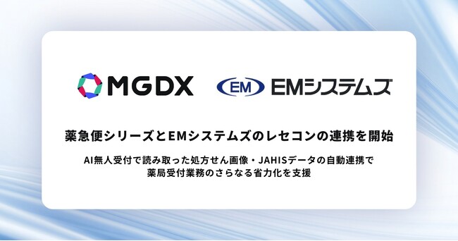 MG-DX、「薬急便」シリーズとEMシステムズのレセコンの連携を開始