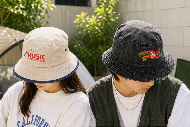 夏のアウトドアに!オリジナルプリント.jp、刺繍対応の新作バケハ2種を発売