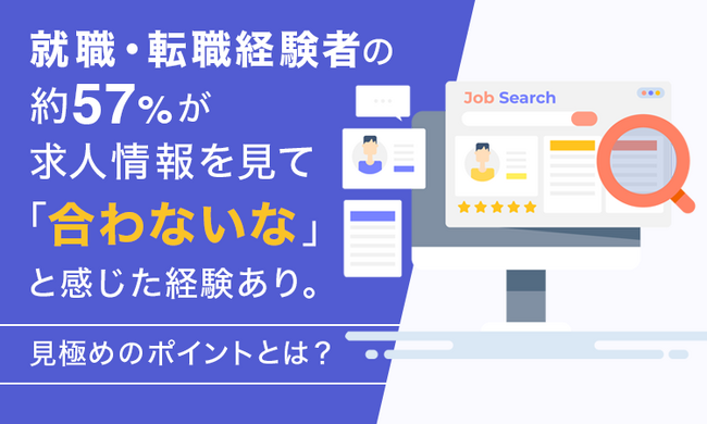 就職・転職経験者の約57％が求人情報を見て「合わないな」と感じた経験あり。見極めのポイントとは？