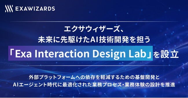エクサウィザーズ、未来に先駆けたAI技術開発を担う「Exa Interaction Design Lab」を設立