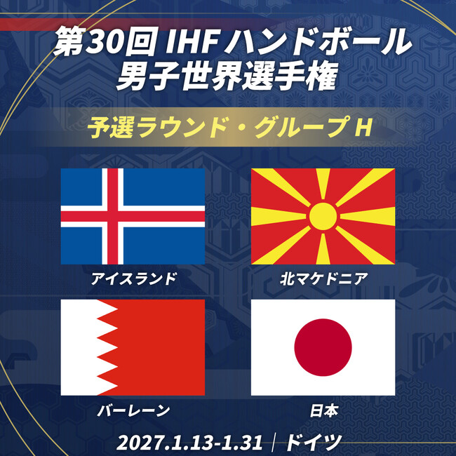 【ハンドボール】第30回IHF男子ハンドボール世界選手権　予選ラウンド組み合わせ決定のお知らせ