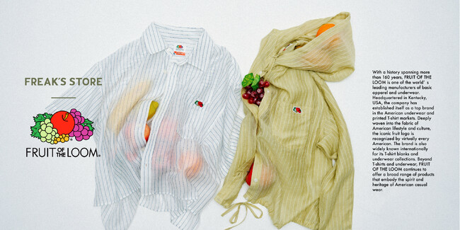 FRUIT OF THE LOOM×FREAK’S STOREのコラボレーションアイテムに、新型のシアーシャツが登場。対象アイテムを含む2点のご購入で、限定ぷくぷくシールを1枚プレゼント！