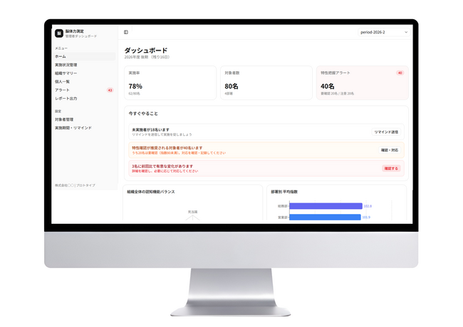 改正労安法の「認知機能への配慮」を一覧で管理 ── CogEvoの測定結果と対策の実施状況をまとめて可視化するダッシュボードを試験リリース、プロトタイプ期間の特別価格で提供開始