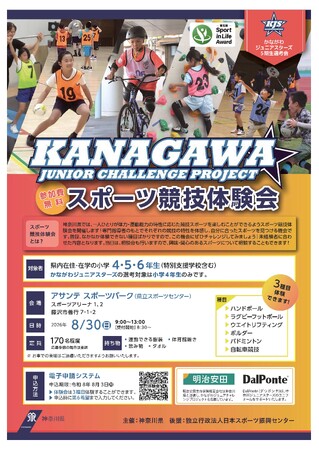 かながわジュニアスターズ５期生選考会「スポーツ競技体験会」、「スポーツ能力測定会」を実施します！