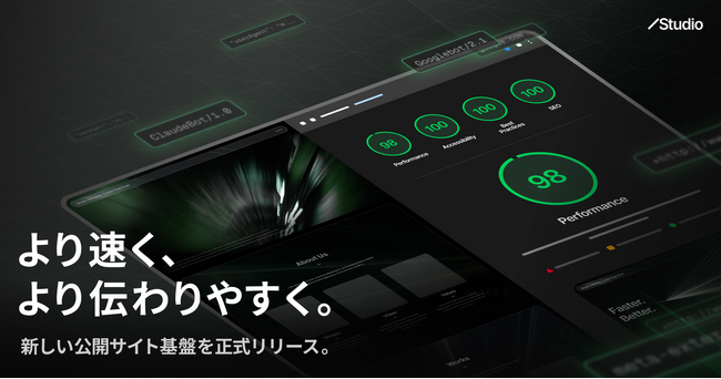 Studioが公開サイト基盤を刷新。表示速度・検索エンジンやAIからの読み取りやすさを改善し、Webサイトの成果につながる基盤へ。