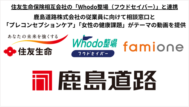 鹿島道路株式会社の従業員に向けて、オンライン相談窓口およびプレコン・健康課題に関する研修動画をファミワンが提供します