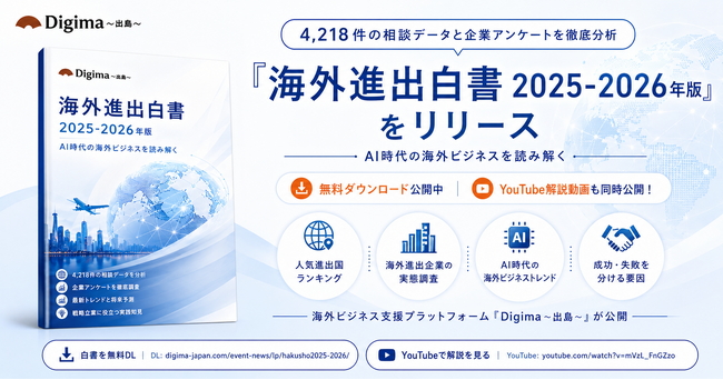 「AI時代の海外ビジネス」とは？ 日本企業の海外進出を4,218件の相談データを徹底分析！ 『海外進出白書 2025-2026年版』をリリース