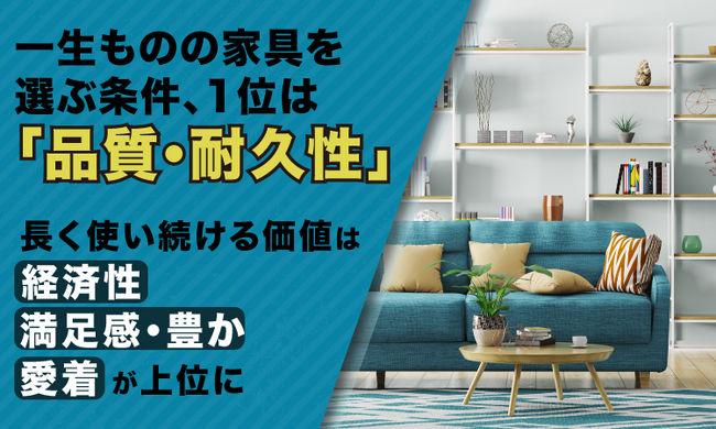 一生ものの家具を選ぶ条件、1位は「品質・耐久性」。長く使い続ける価値は「経済性」「満足感・豊かさ」「愛着」が上位に