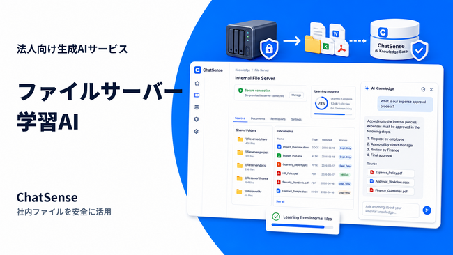 社内の「ファイルサーバー」を学習できるAIをリリース予定、セキュアな企業向けAIサービス「ChatSense」
