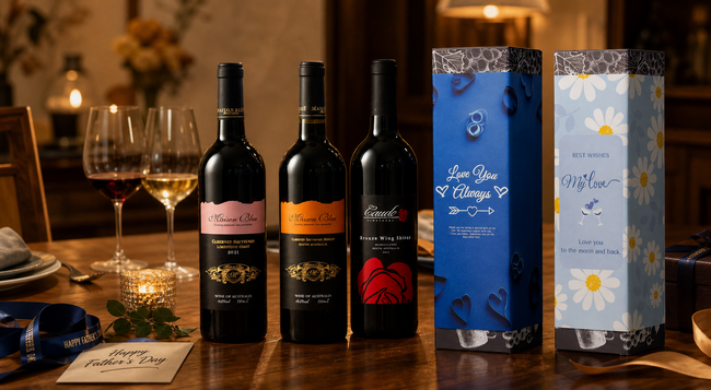 G'day Wine、父の日セールに合わせて赤ワイン新商品3種を発売感謝を込めて贈る、オーストラリア産赤ワインギフト。父の日の贈り物としてお父さんに贈りやすい、オリジナルのブルー熨斗をご用意