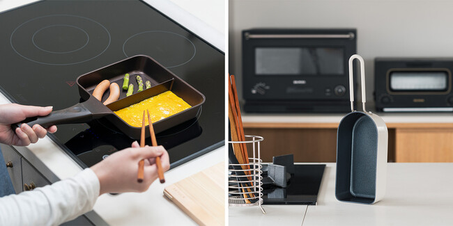 【KEYUCA】朝のお弁当づくりの4つの“面倒”を減らす。2品同時調理で時短を叶える「仕切り付きフライパン」が新発売