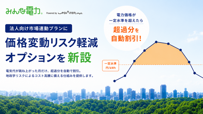 みんな電力、法人向け市場連動プランに「価格変動リスク軽減オプション」を新設