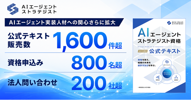 AIエージェントを実装・活用できる人材への関心がさらに拡大｜AICX認定「AIエージェント・ストラテジスト資格」公式テキスト販売数1,600件超、資格申込800名を突破