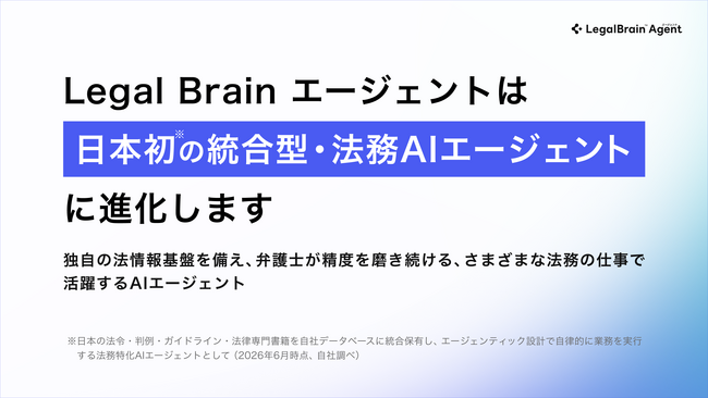 弁護士ドットコム、「Legal Brain エージェント」をアップグレードし、日本初※の統合型・法務AIエージェントへ