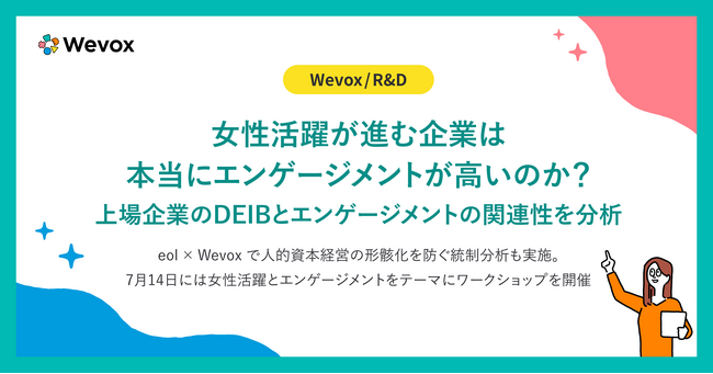 【Wevox/R&D】女性活躍が進む企業は本当にエンゲージメントが高いのか？上場企業のDEIBとエンゲージメントの関連性を分析