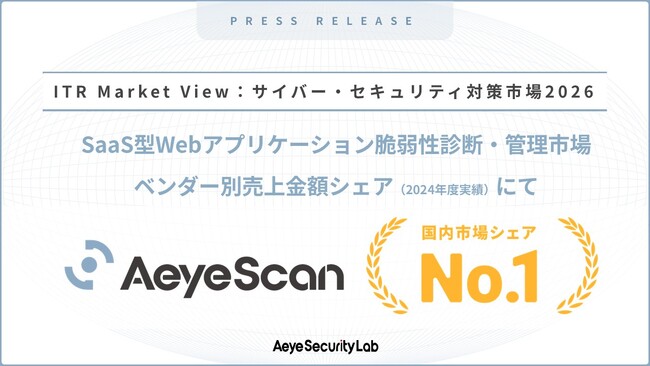 クラウド型Webアプリケーション脆弱性診断ツール『AeyeScan』が市場シェア1位を獲得