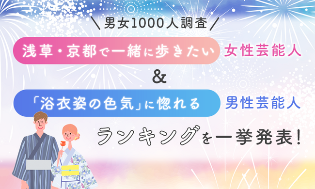 【男女1000人調査】「浅草・京都で一緒に歩きたい」女性芸能人＆「浴衣姿の色気」に惚れる男性芸能人ランキングを一挙発表！