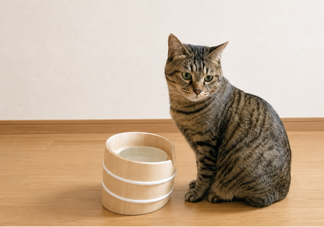 愛猫にもっと快適な食事時間を。創業111周年の老舗桶樽屋「立花容器(株)」の手掛ける猫専用の食器台「ねこ桶お膳」をものづくりクラウドファンディング「Creema SPRINGS」にて6月20日より販売開始