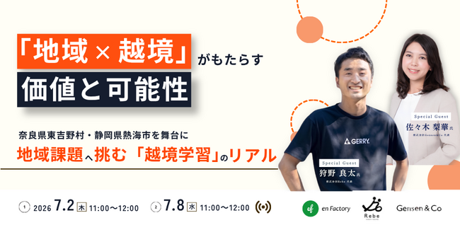 【7/2・7/8ウェビナー開催】「地域×越境」がもたらす価値と可能性 ～奈良県東吉野村・静岡県熱海市を舞台に、地域課題へ挑む越境学習のリアル～