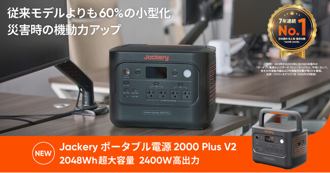 Jackery 、容量拡張できる人気のPlusシリーズ「Jackery ポータブル電源 2000 Plus」がリニューアルして登場！6月23日（火）より販路限定で順次発売