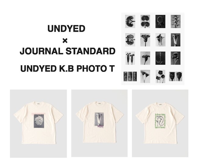 UNDYED×JOURNAL STANDARD　無染色の風合いを活かしたプリントTシャツ3柄を販売中