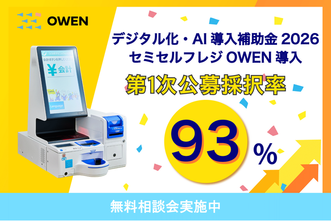 【OWEN導入時のデジタル化・AI導入補助金2026、第1次公募採択率93％】医療現場の「受付・会計業務の課題」を解決するセミセルフレジOWEN