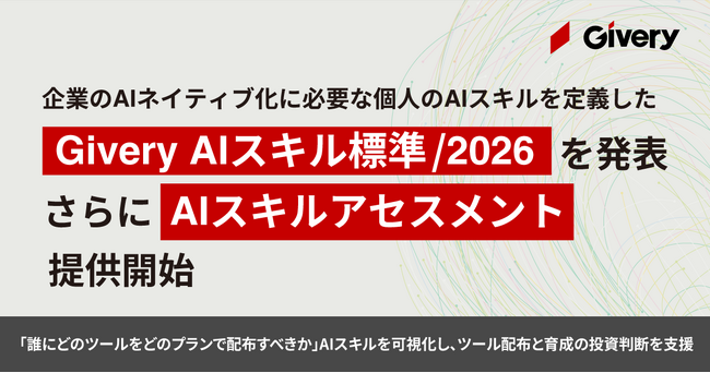 ギブリー、企業のAIネイティブ化に必要な個人のAIスキルを定義した「Givery AIスキル標準 /2026」を発表、さらにAIスキルアセスメントの提供を開始