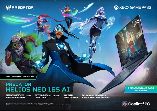 さらなる高みへ。Predator Helios、量販店向け新モデル登場。「Predator Helios 18 AI」「Predator Helios Neo 16S AI」新モデル3機種を発売