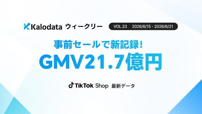 【Kalodataウィークリー】日本TikTok Shop市場、ウォームアップ期間でGMV21.7億円で過去最高を更新！販売件数や広告予算なども最高水準に（6月15日週）