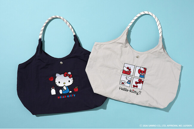 【ハローキティ】新登場！贅沢な刺繍の美しさと頼れる実用性をこのひとつに。甘すぎない大人の愛らしさでいつもの装いに品のある華やかさをプラス。大人女子の毎日のお買い物からお出かけまでシーンで選べる3サイズ